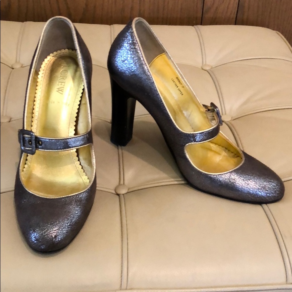 J. Crew metallic heels